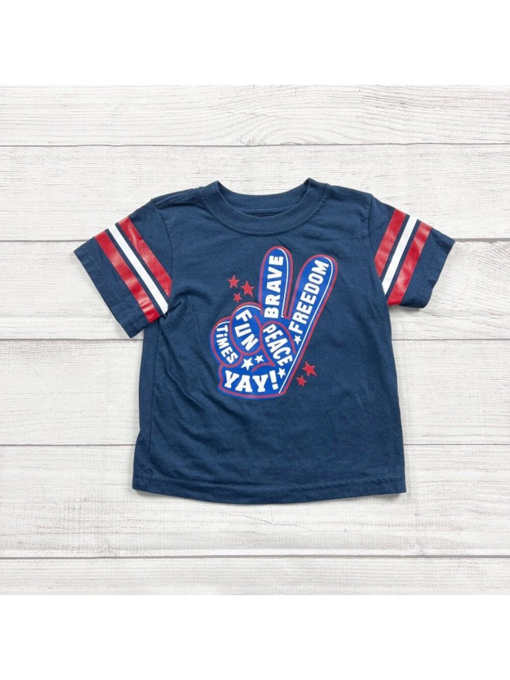 Celebrate Boy Patriotic T-Shirt Freedom Peace Sign 4th of July Shirt 2T